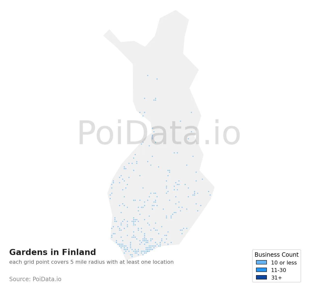Garden density map for Finland