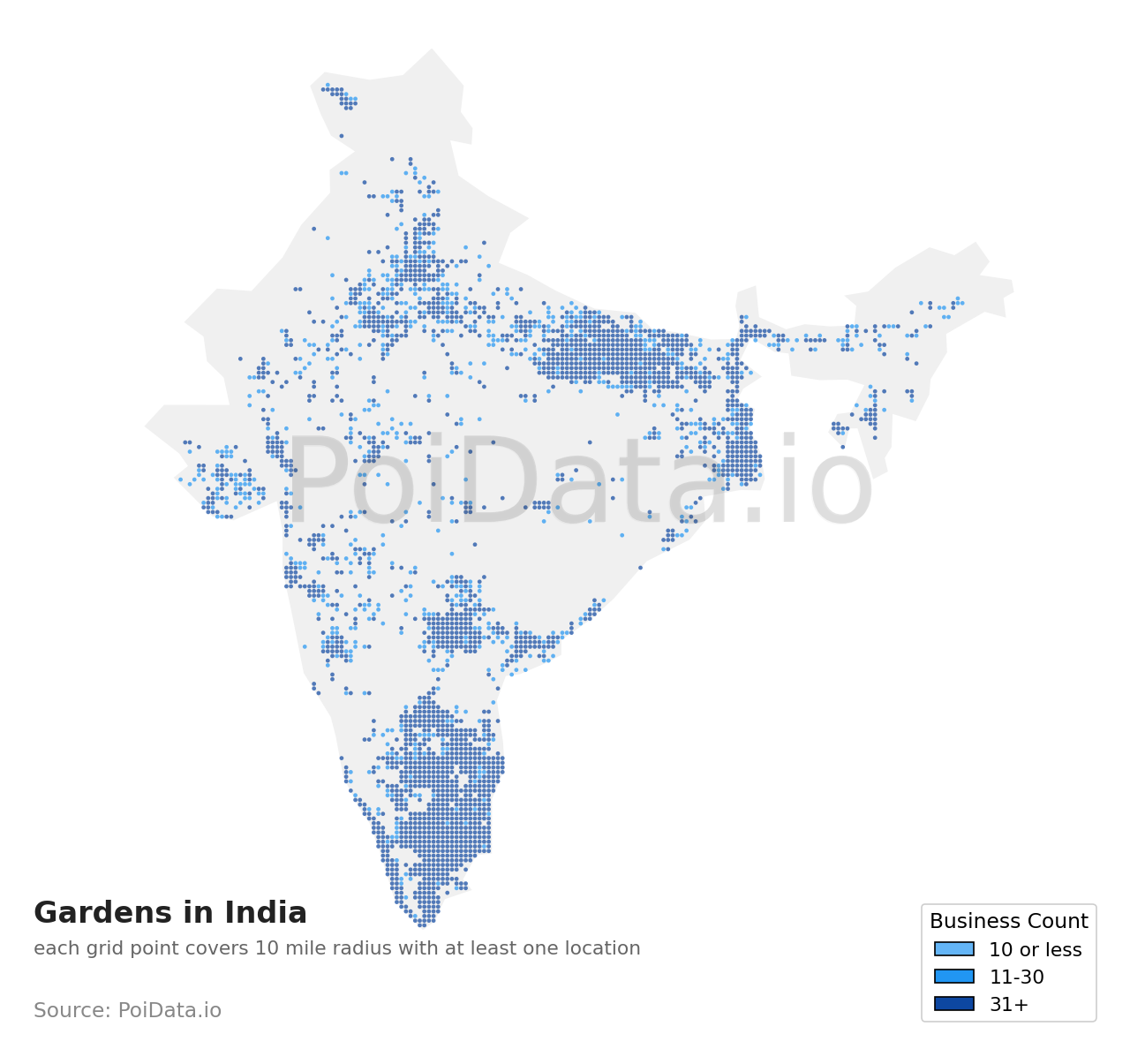 Garden density map for India