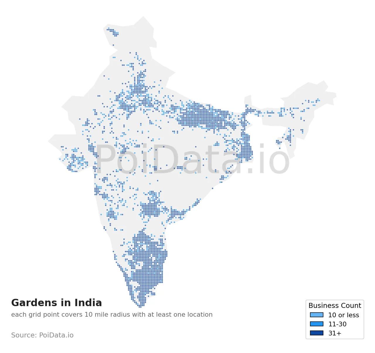 Garden density map for India