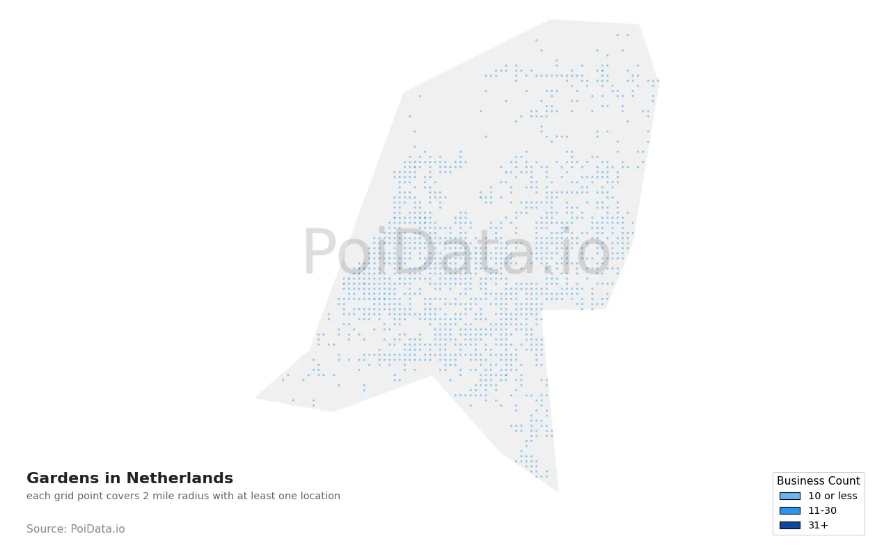 Garden density map for Netherlands