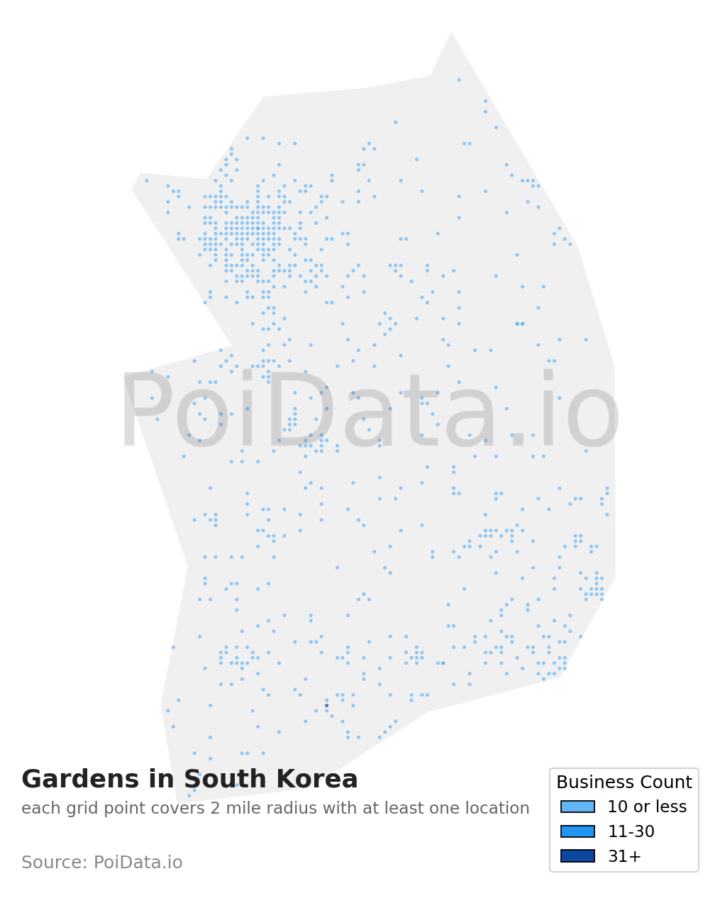 Garden density map for South Korea