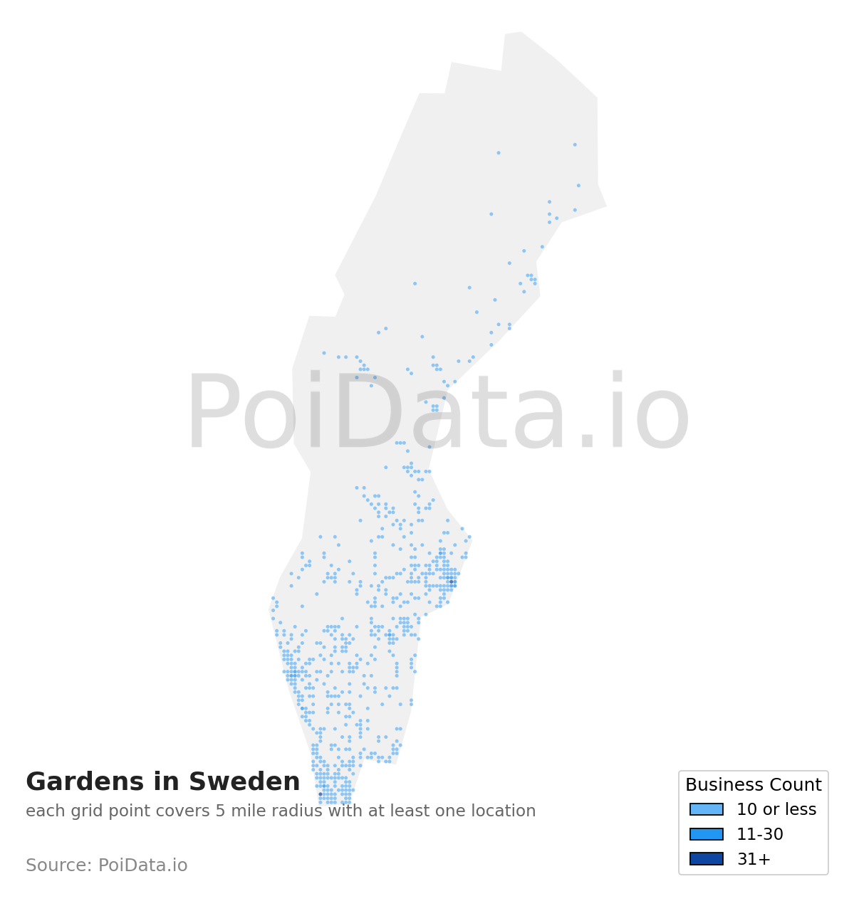 Garden density map for Sweden