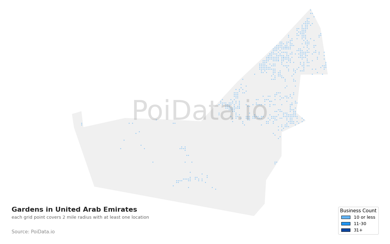 Garden density map for United Arab Emirates