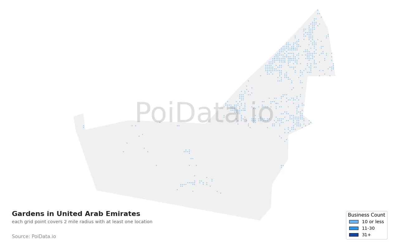 Garden density map for United Arab Emirates