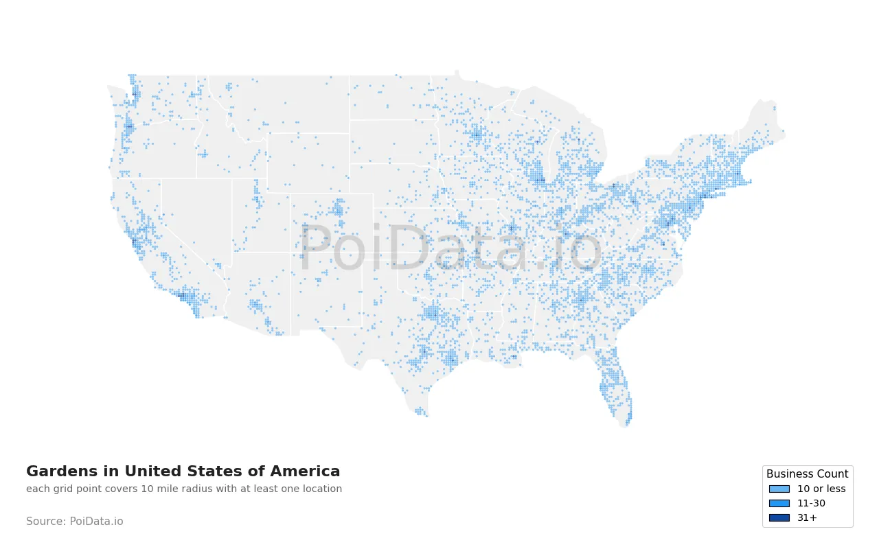 Garden density map for United States
