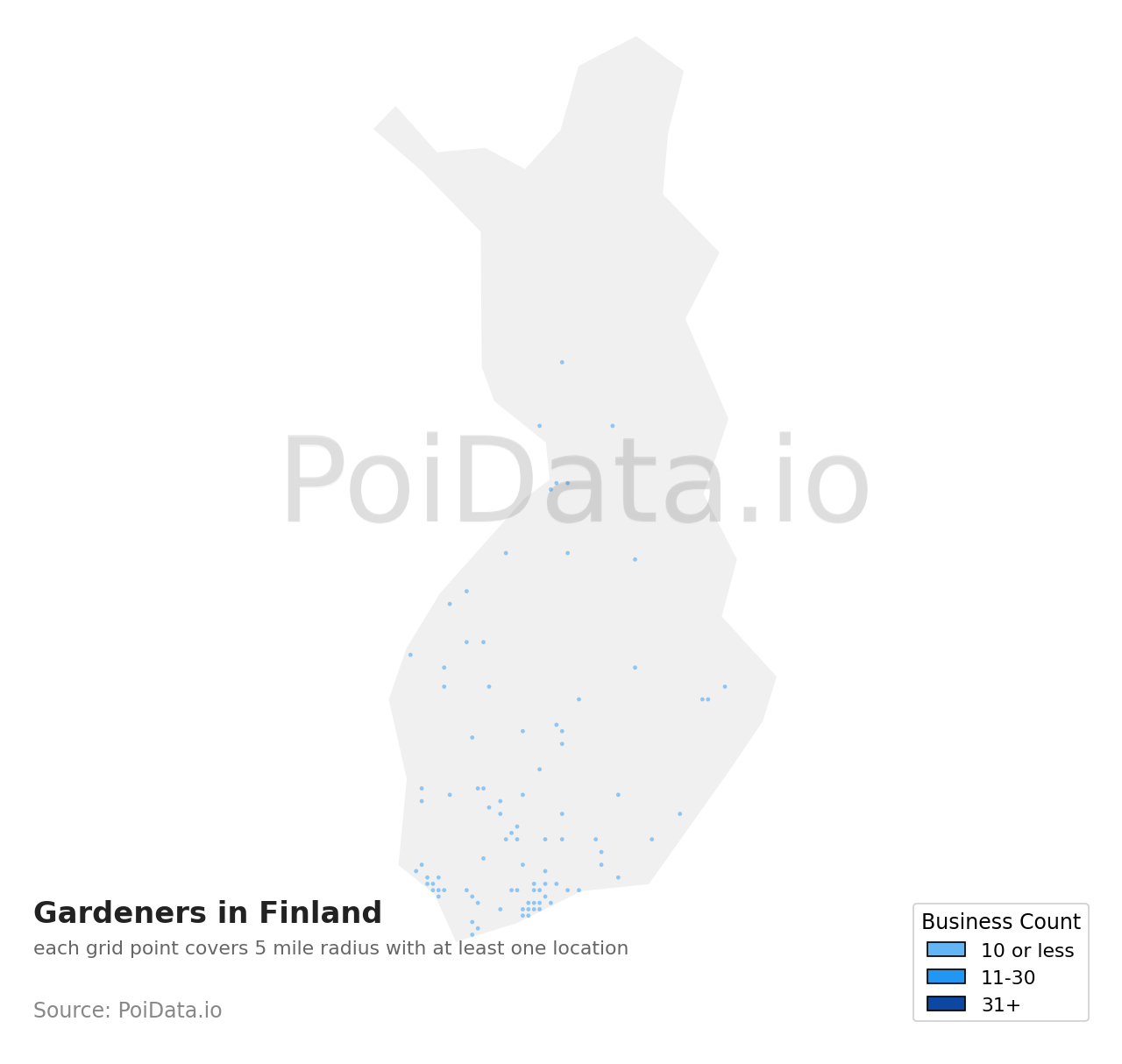 Gardener density map for Finland