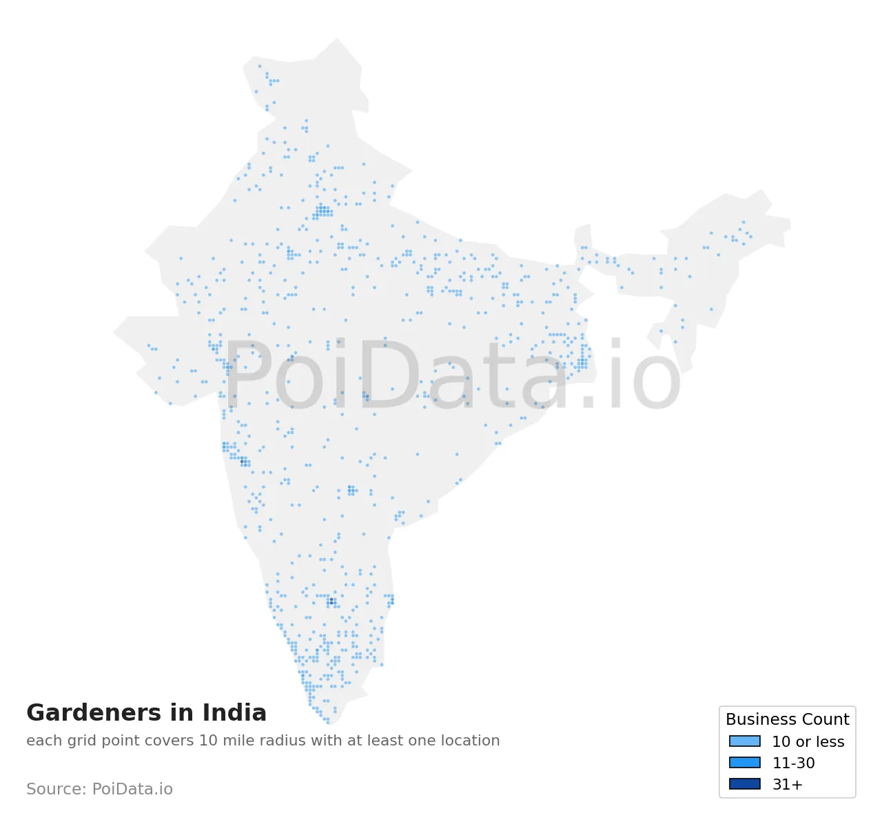 Gardener density map for India