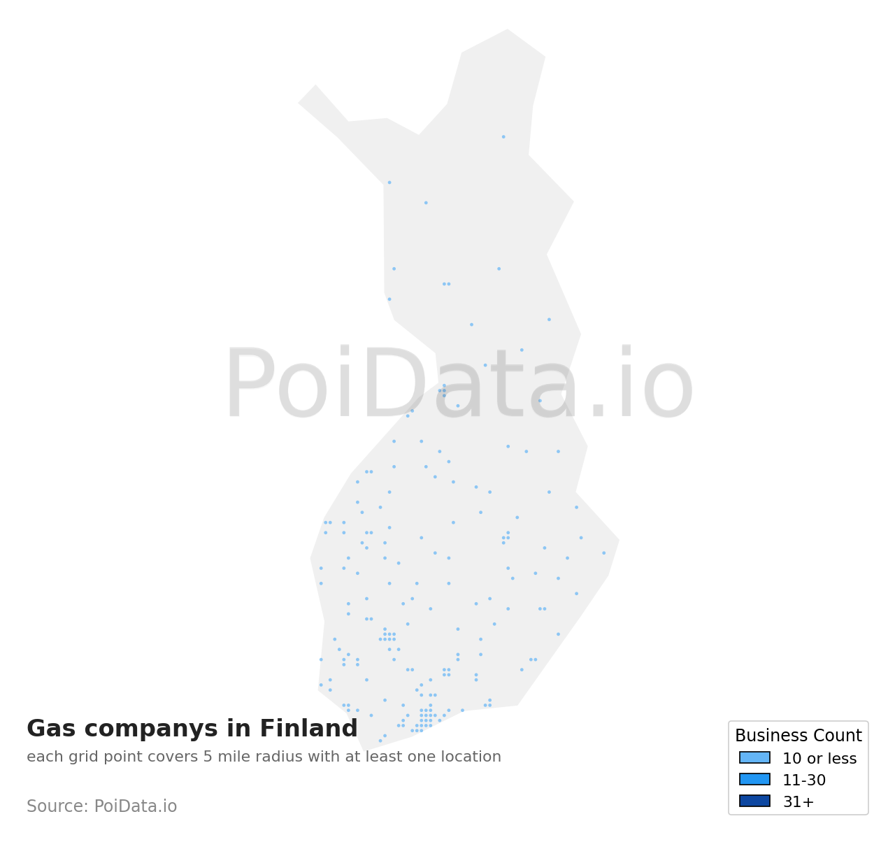Gas company density map for Finland