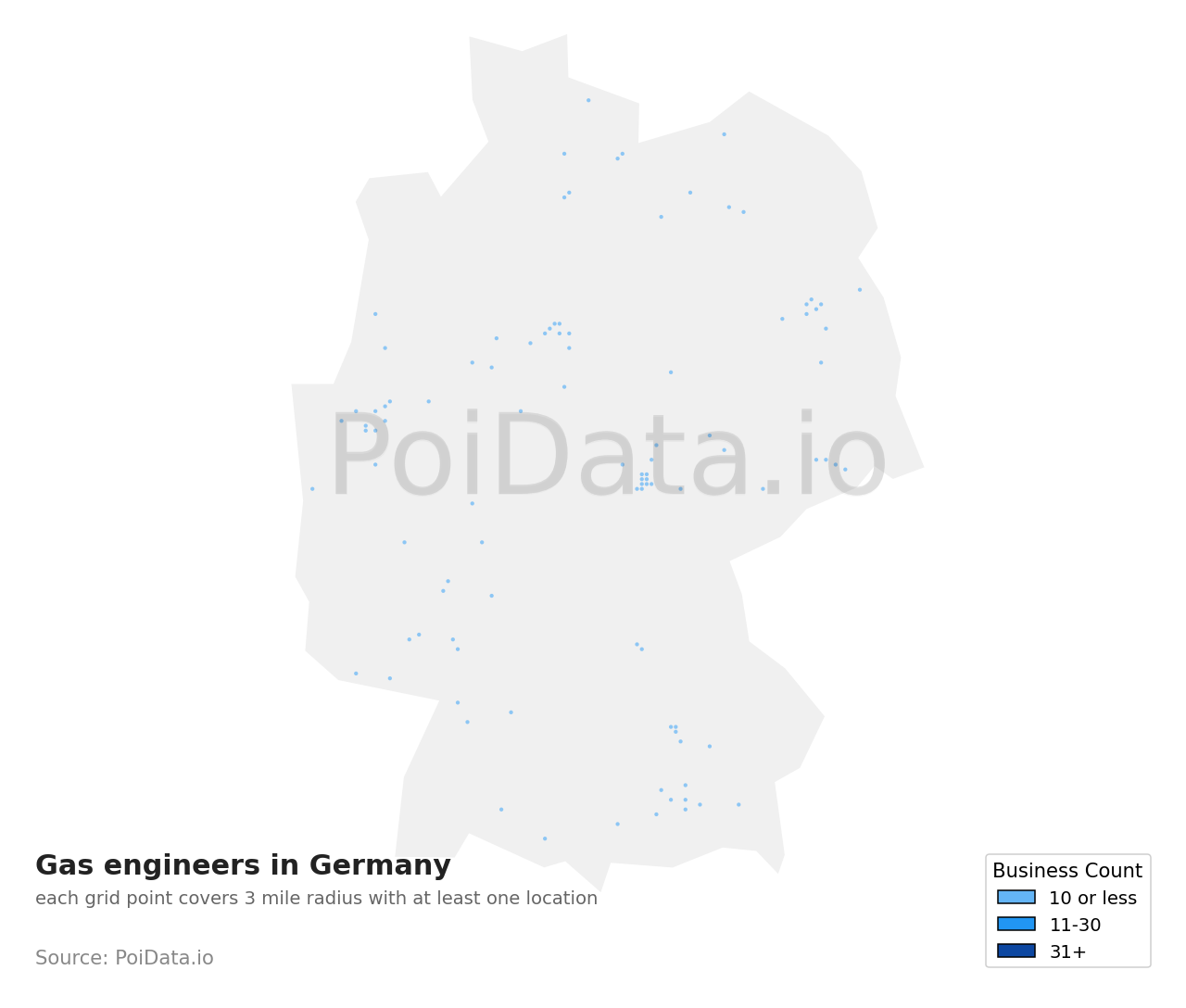 Gas engineer density map for Germany