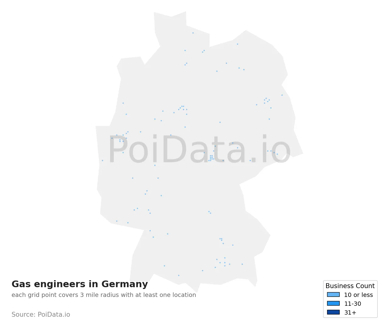 Gas engineer density map for Germany