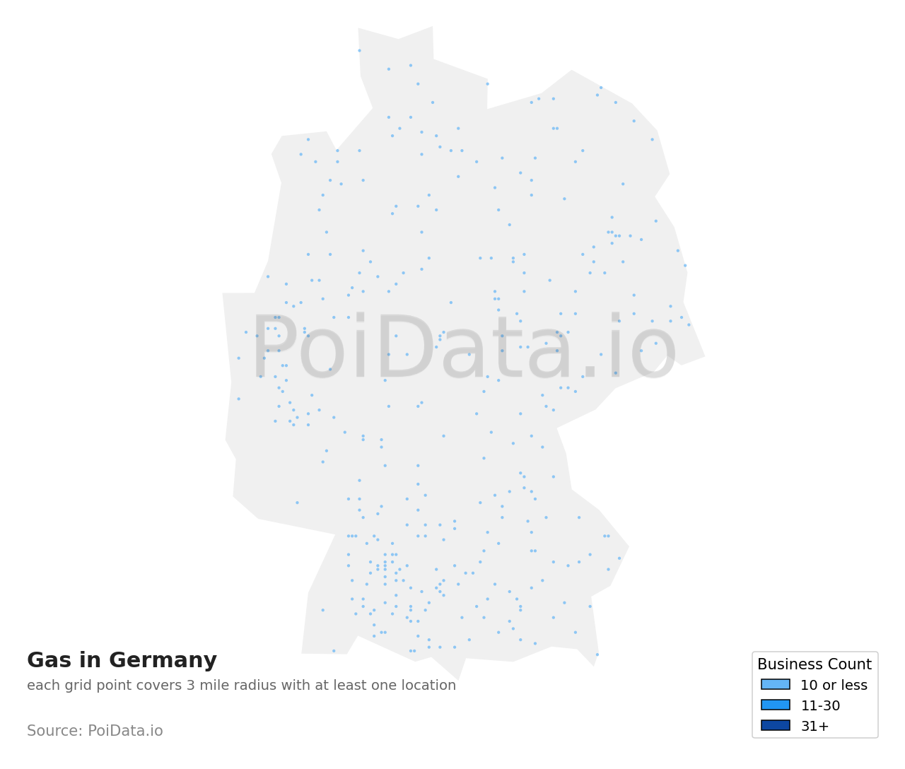 Gas density map for Germany