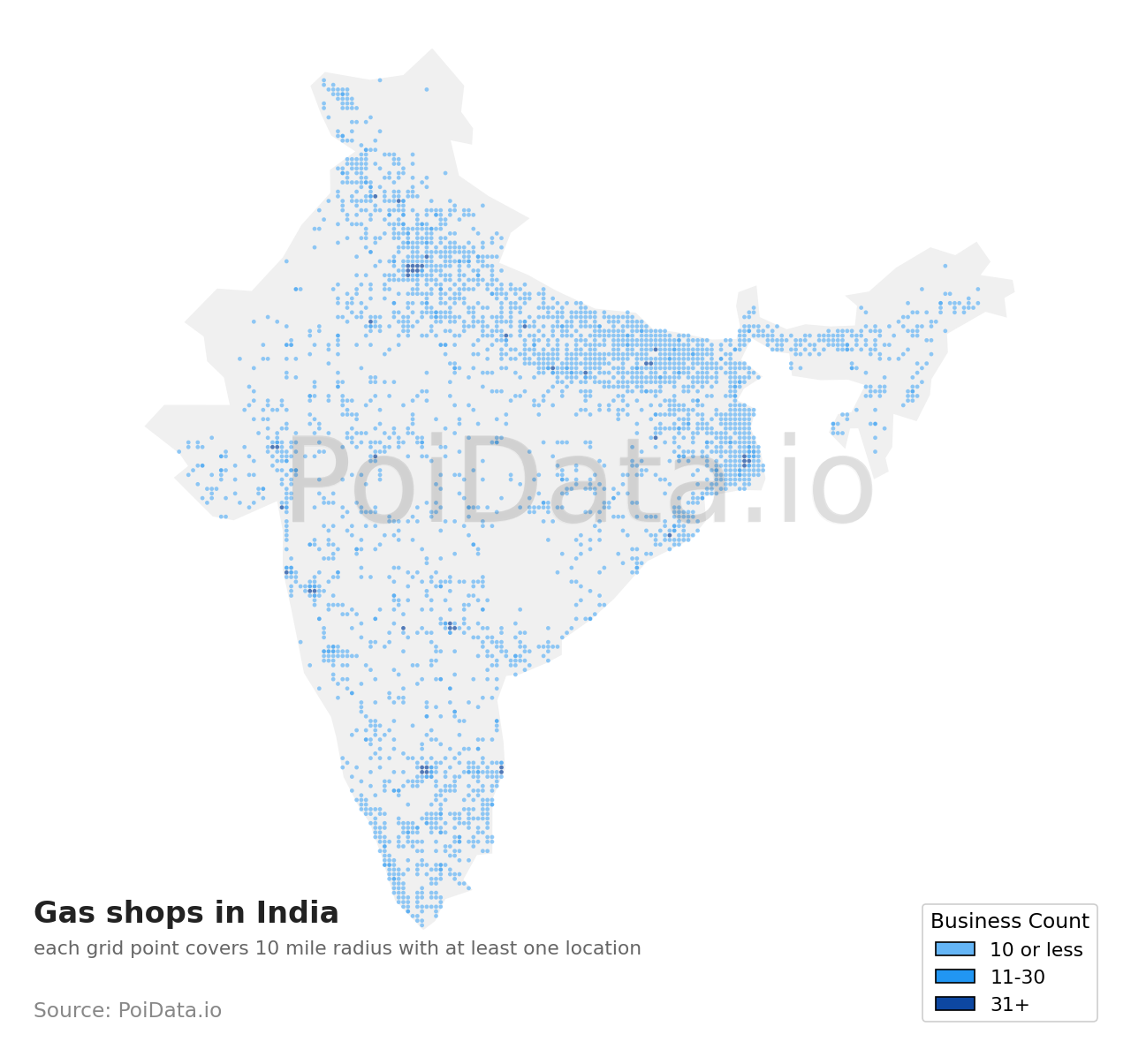 Gas shop density map for India