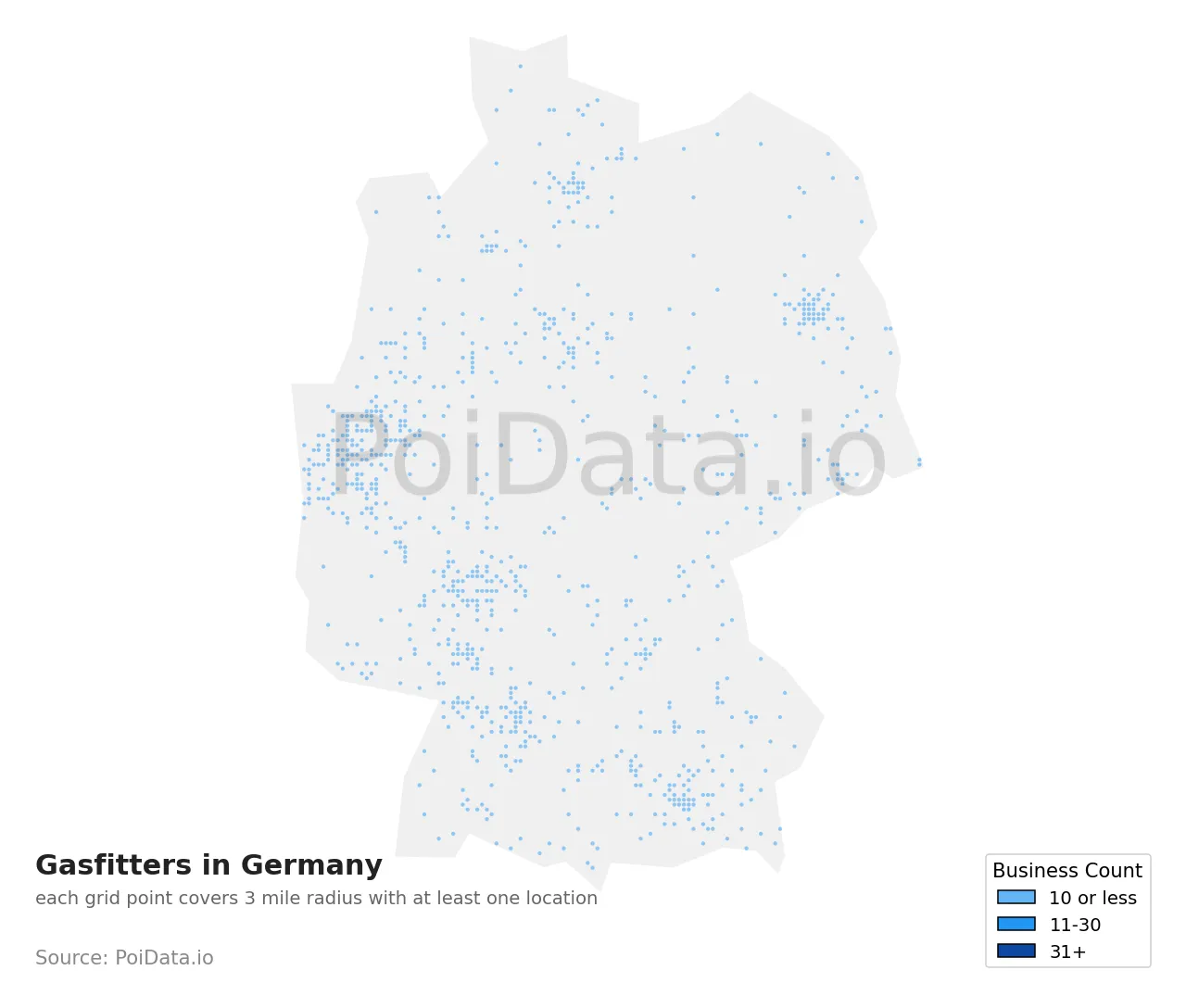 Gasfitter density map for Germany