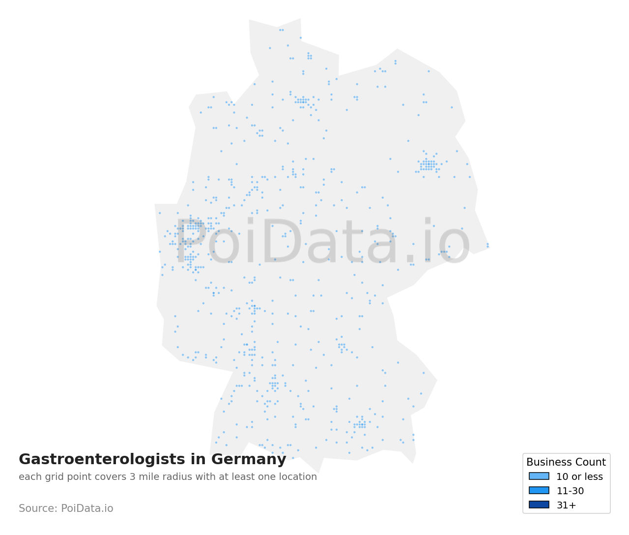 Gastroenterologist density map for Germany