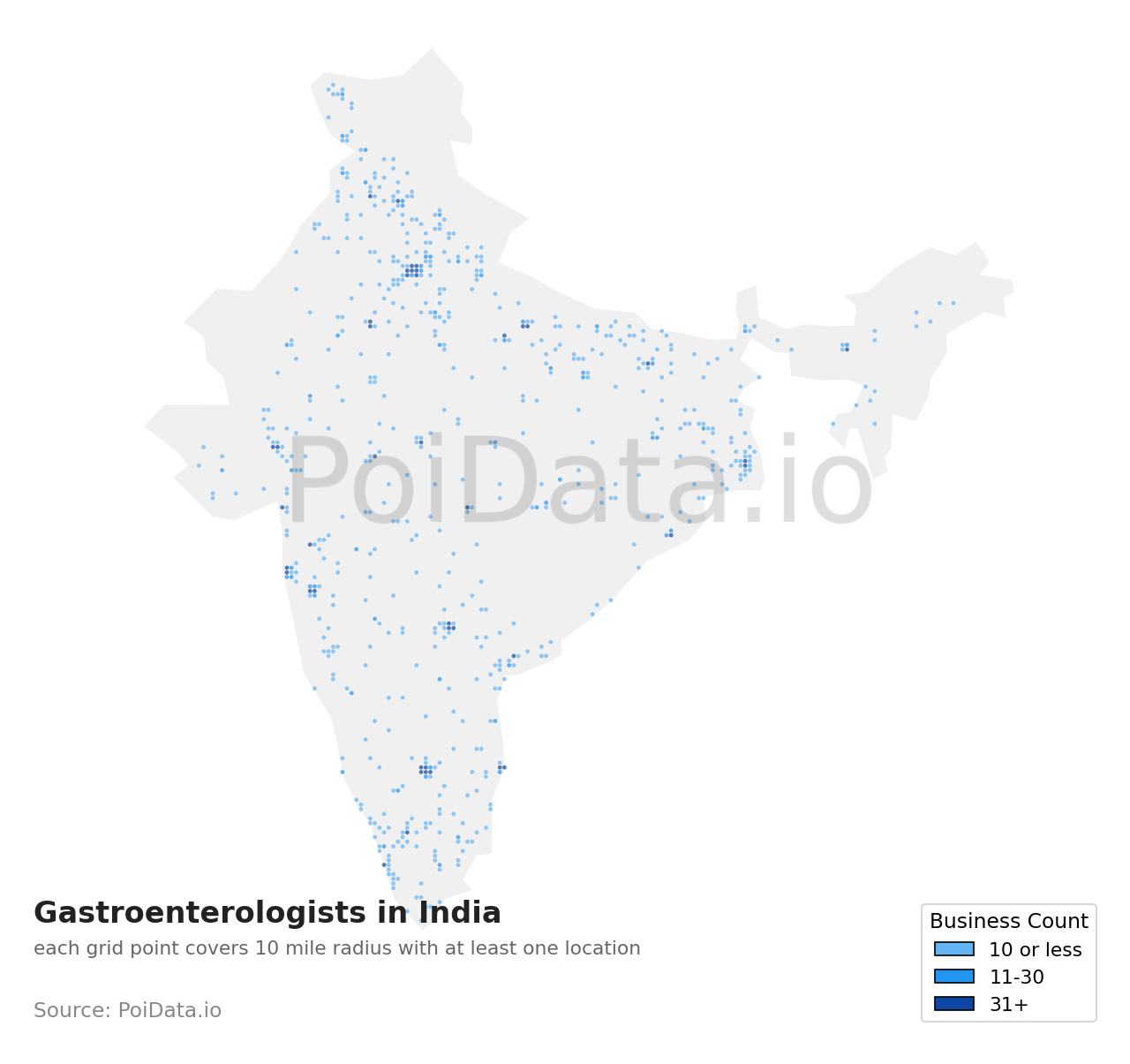 Gastroenterologist density map for India