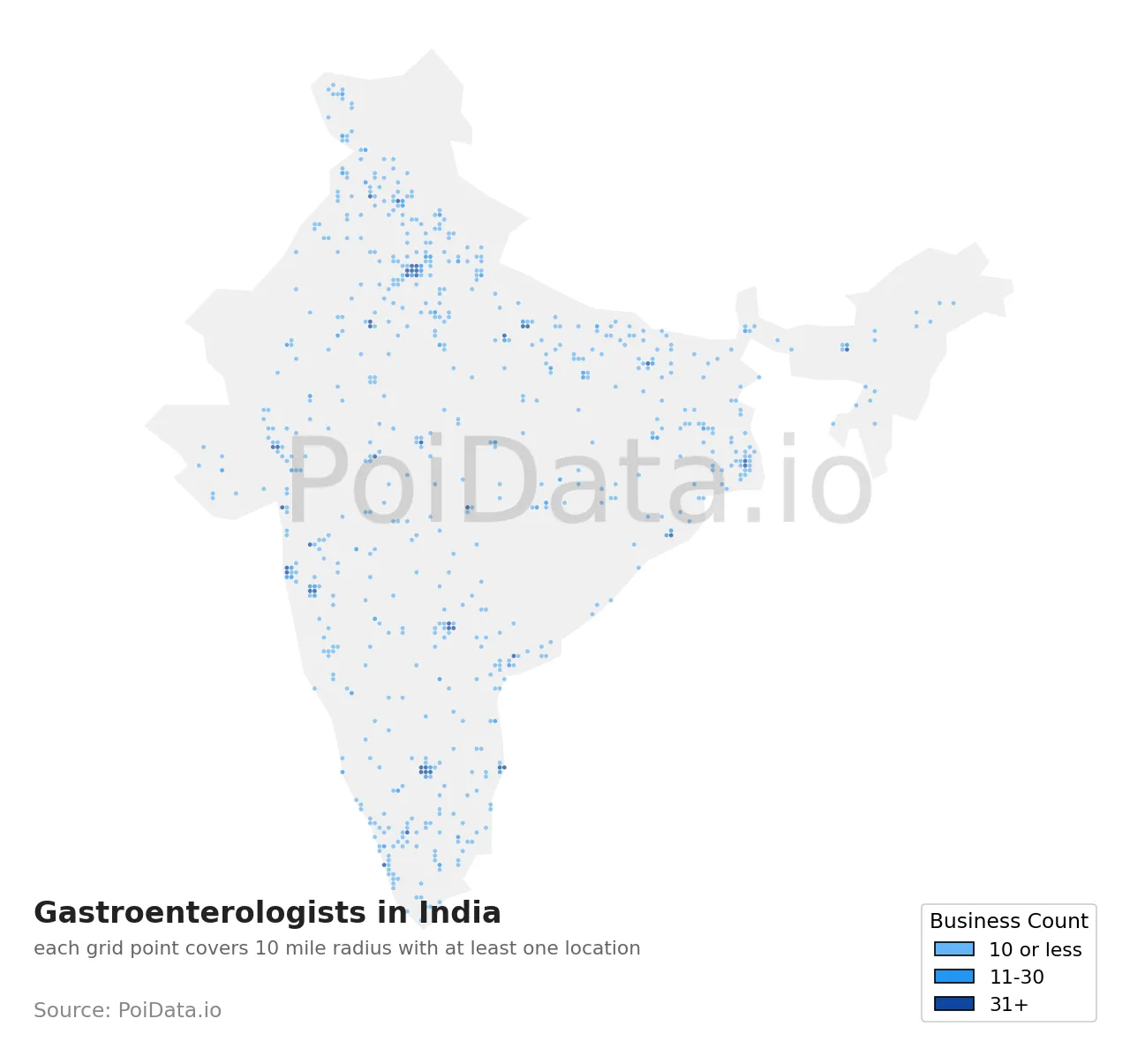 Gastroenterologist density map for India