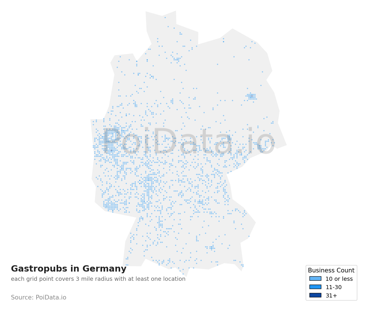 Gastropub density map for Germany