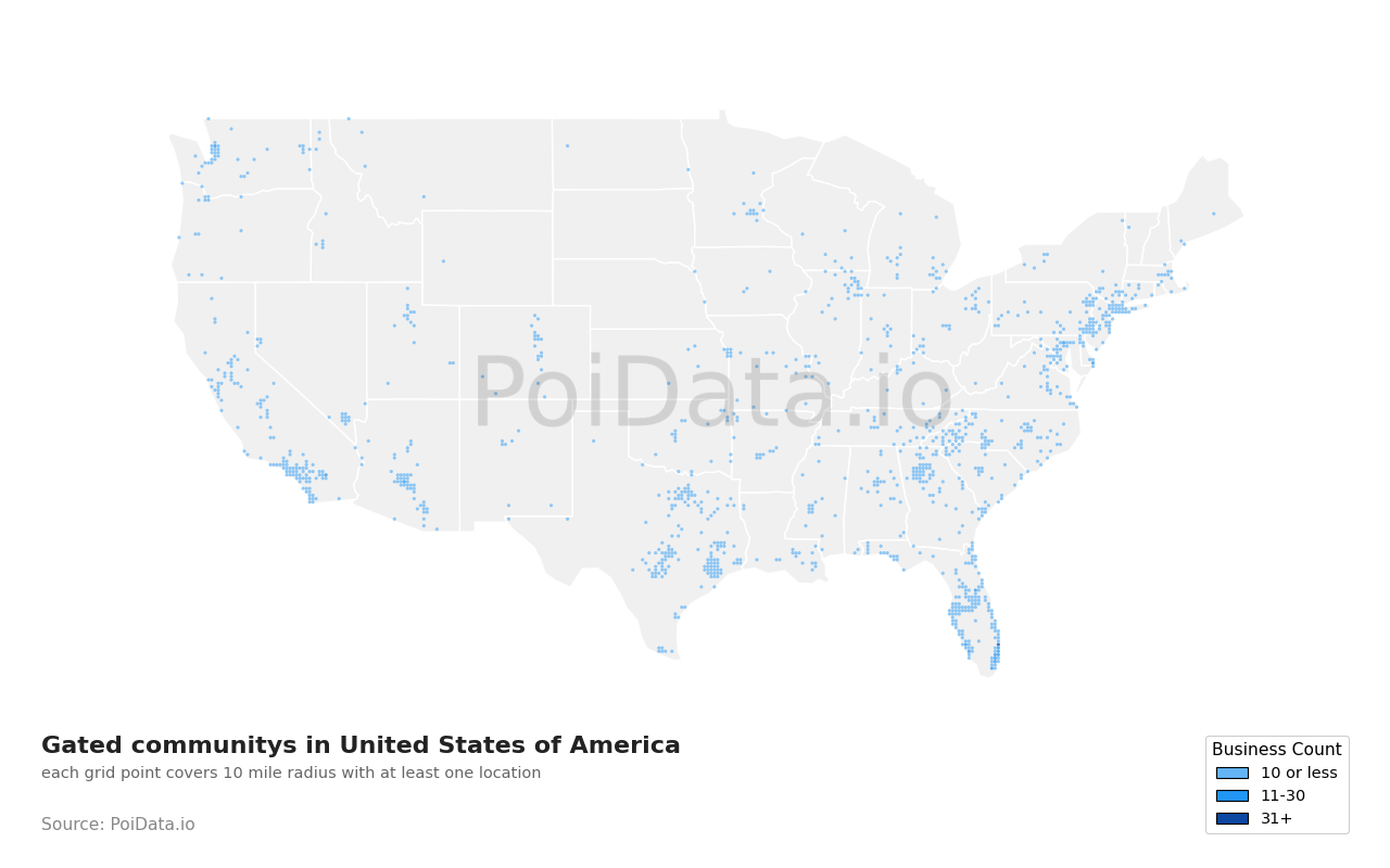 Gated community density map for California, United States