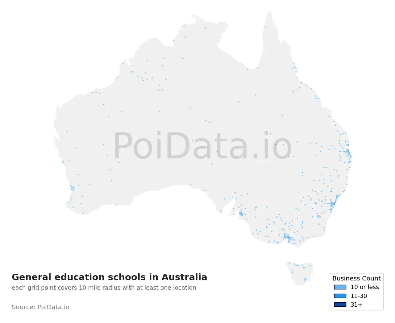 General education school density map for Australia