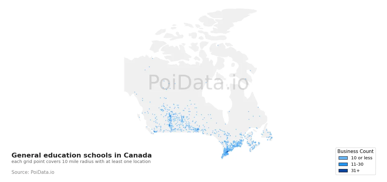 General education school density map for Canada