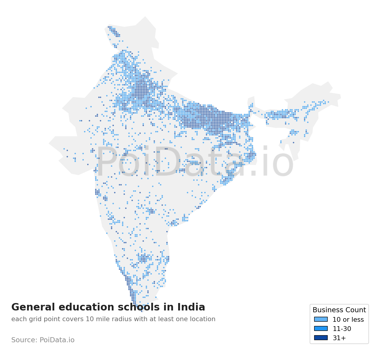 General education school density map for India