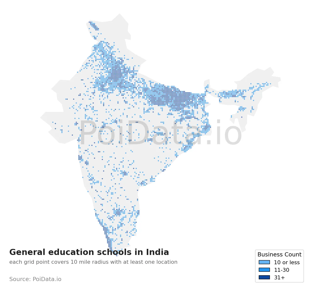General education school density map for India
