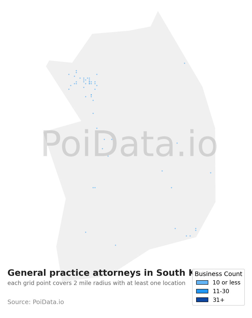 General practice attorney density map for South Korea