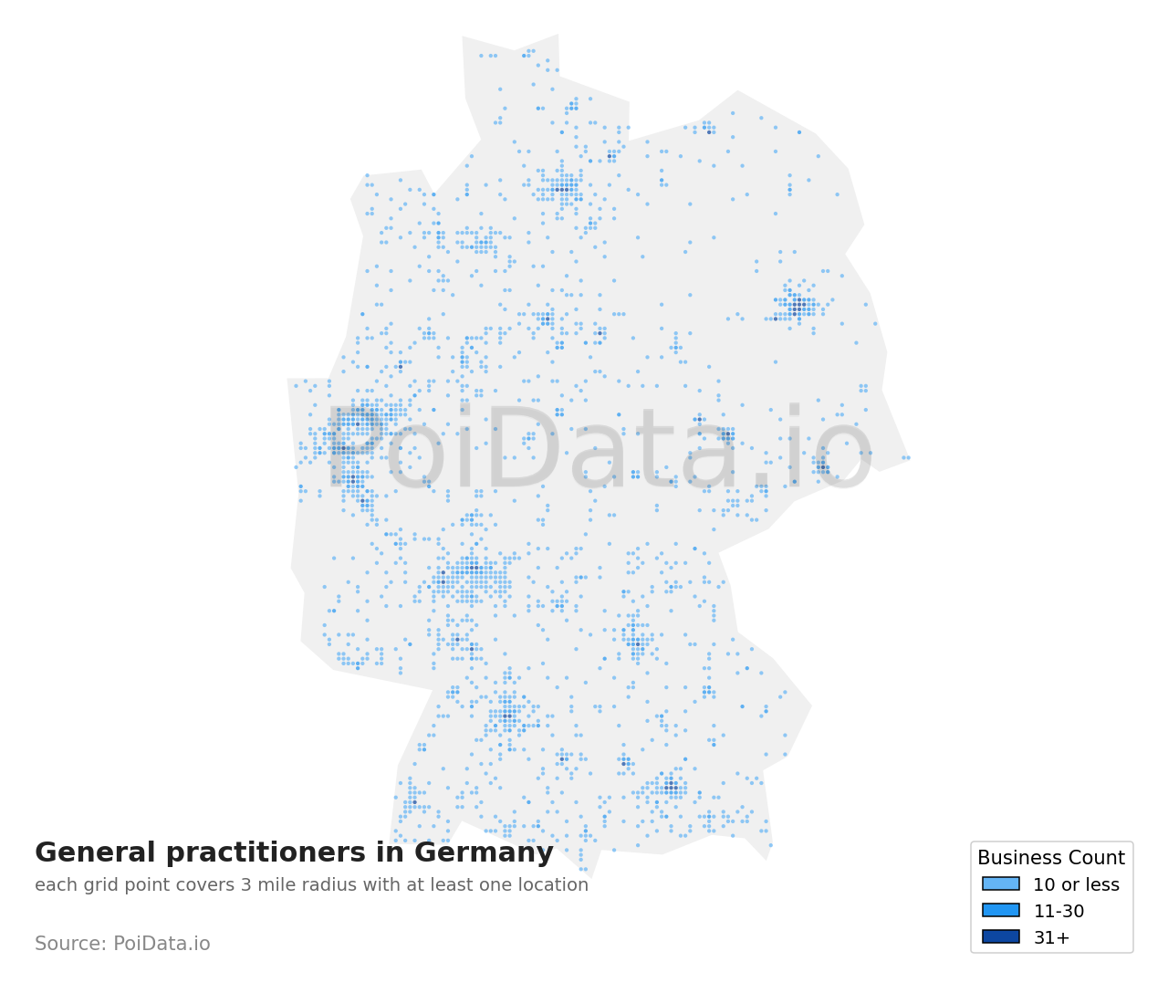 General practitioner density map for Germany