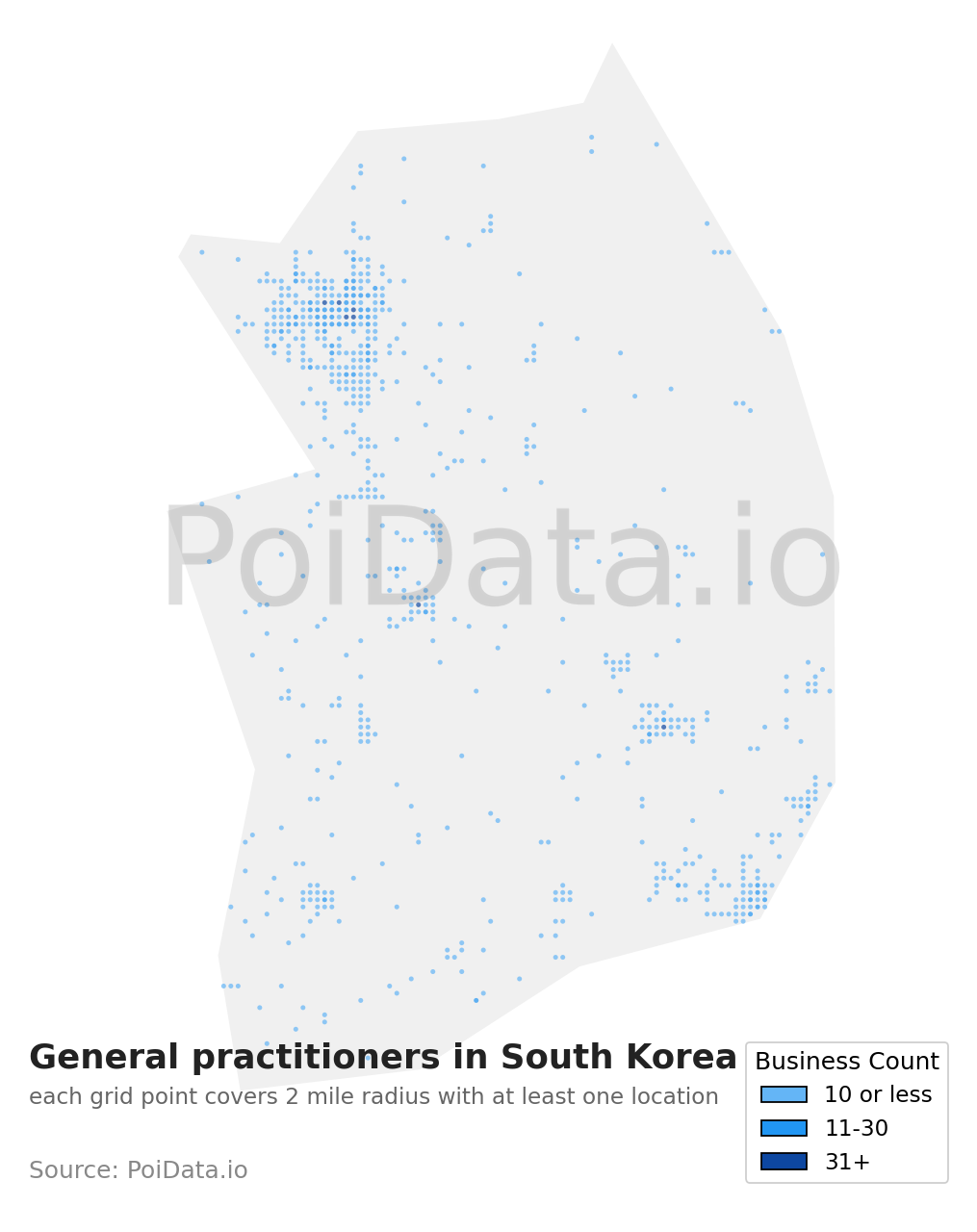 General practitioner density map for South Korea