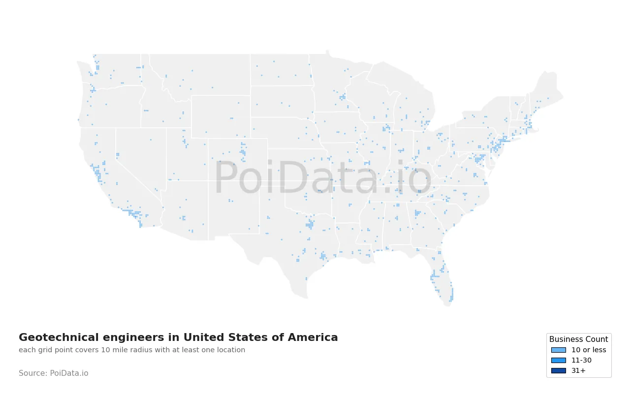 Geotechnical engineer density map for United States