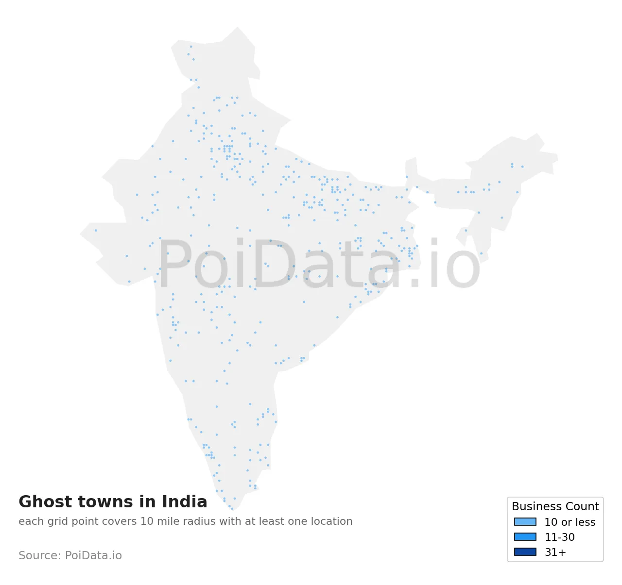 Ghost town density map for India