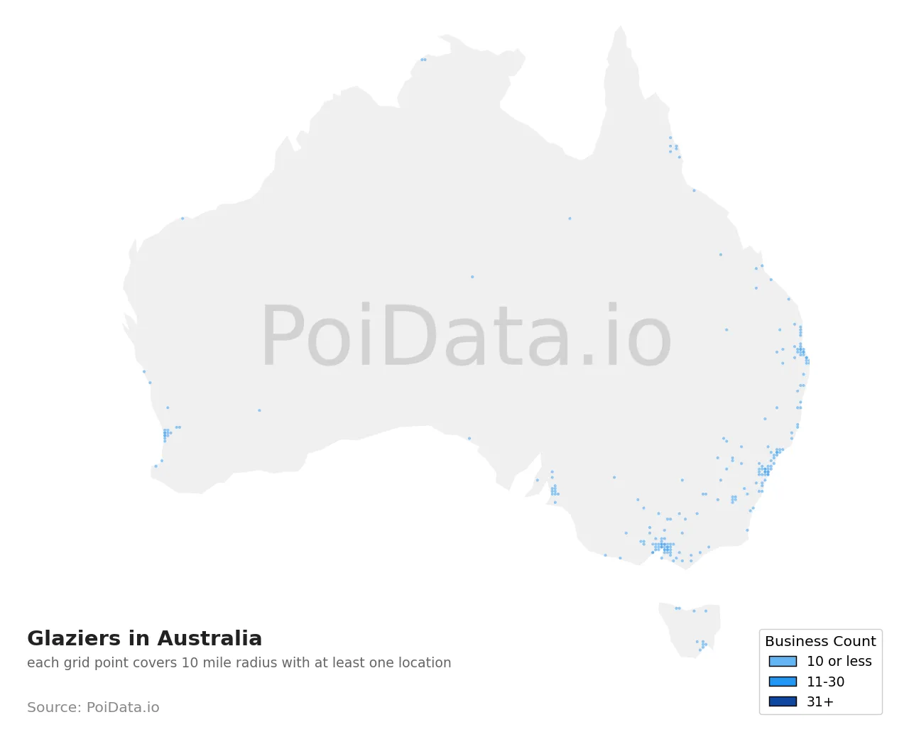 Glazier density map for Australia