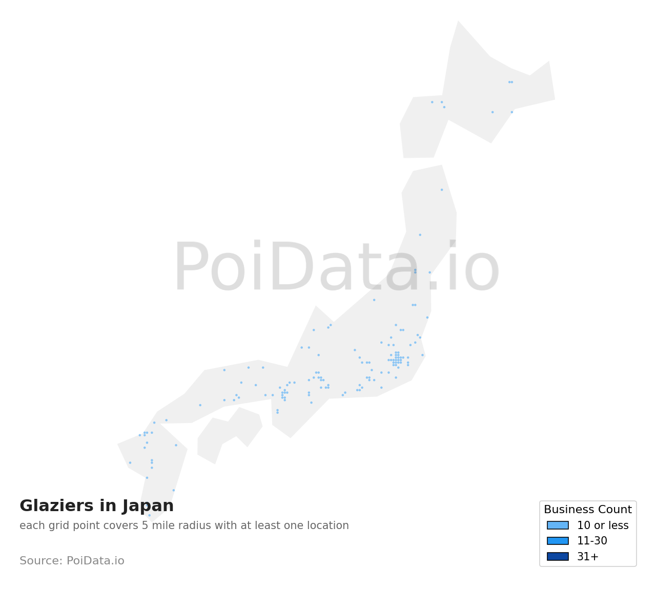 Glazier density map for Japan