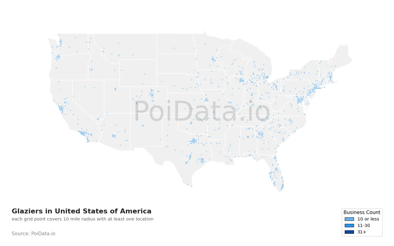Glazier density map for United States