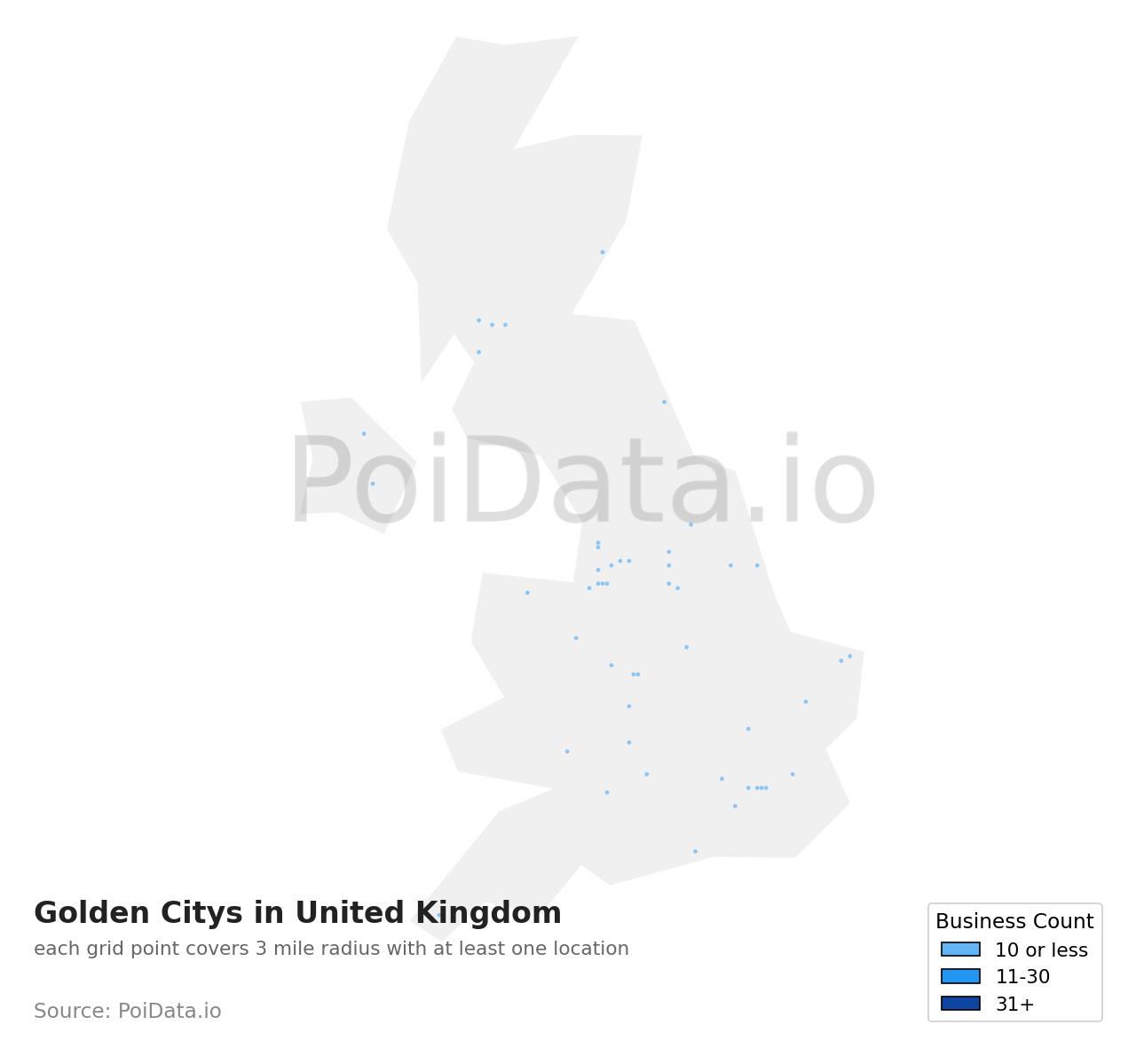 Golden City density map for United Kingdom