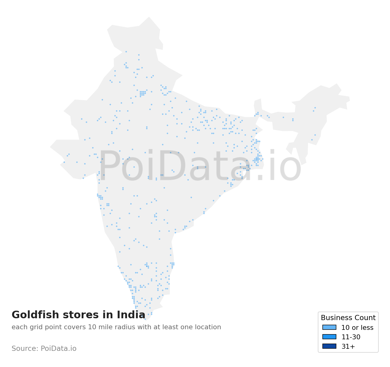 Goldfish store density map for India