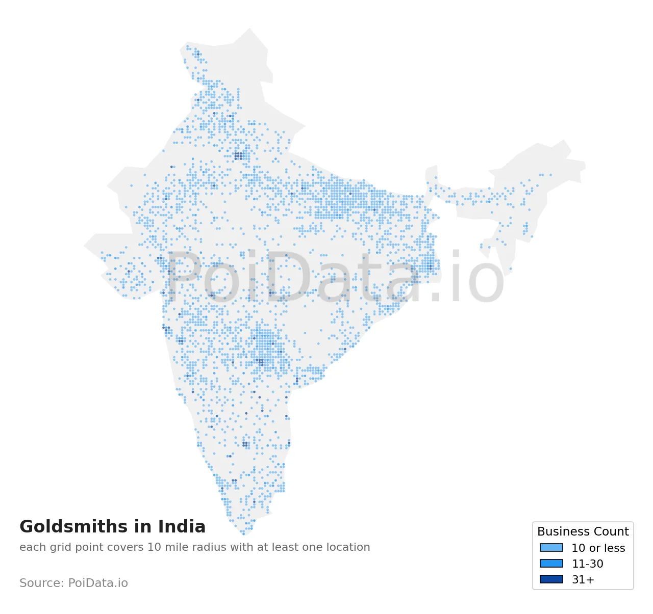 Goldsmith density map for India