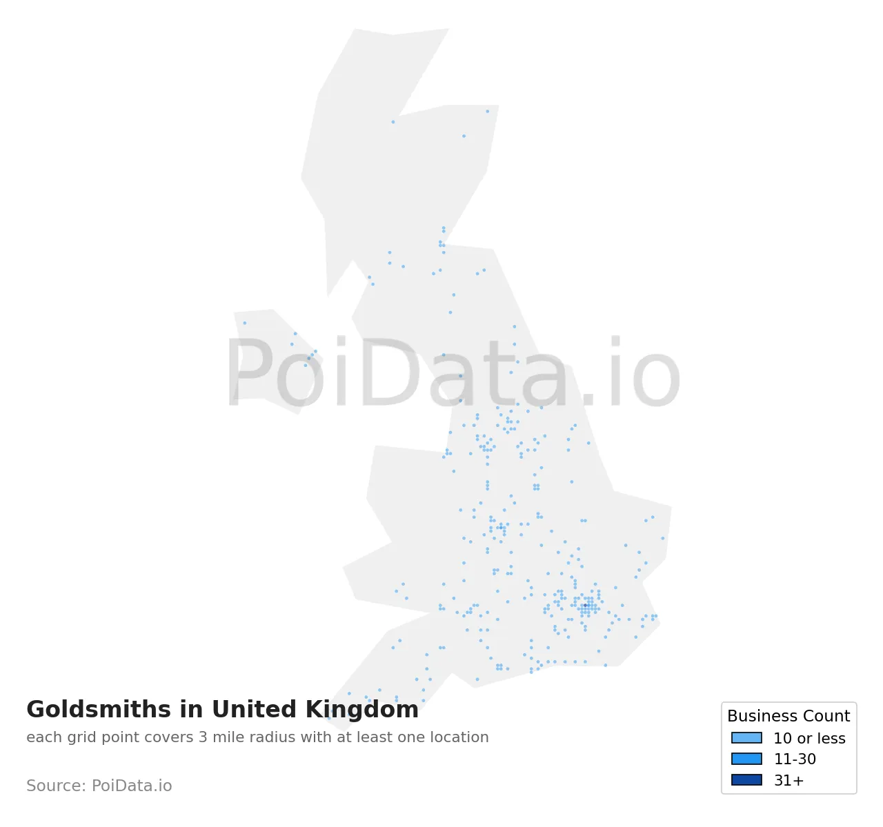 Goldsmith density map for United Kingdom
