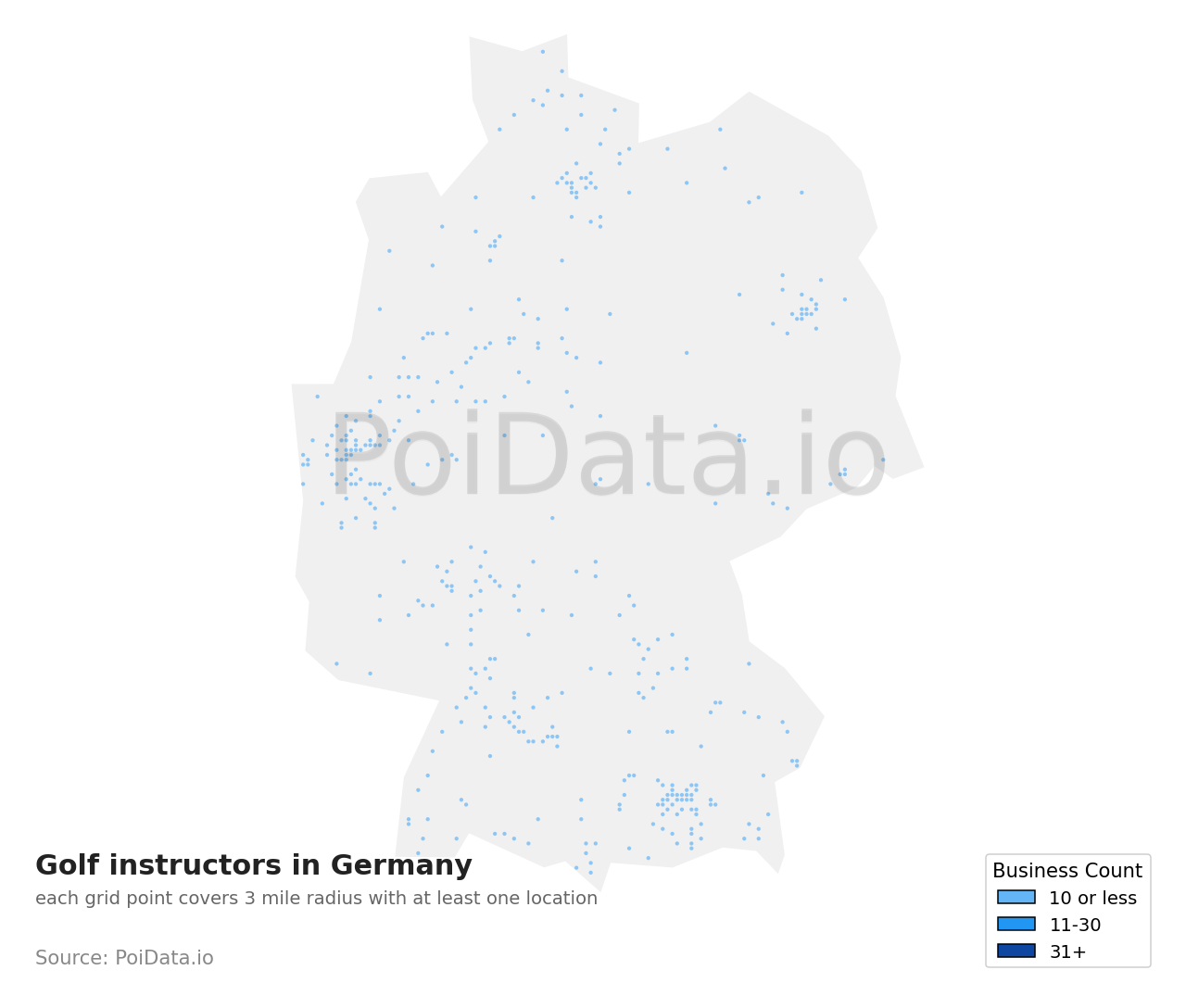 Golf instructor density map for Germany