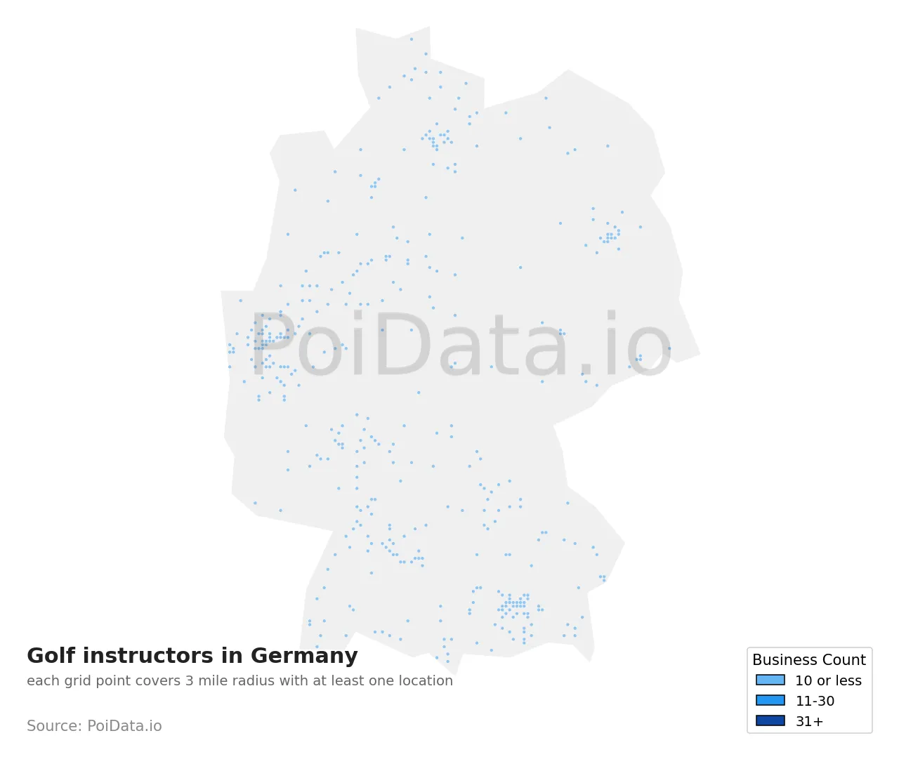 Golf instructor density map for Germany