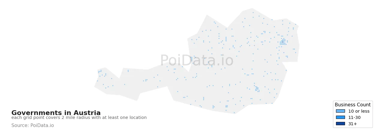 Government density map for Austria