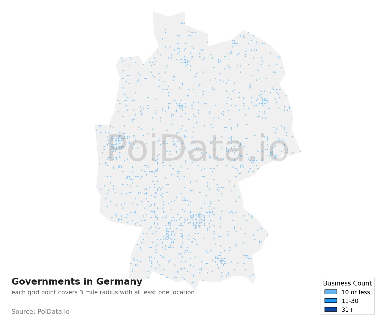 Government density map for Germany