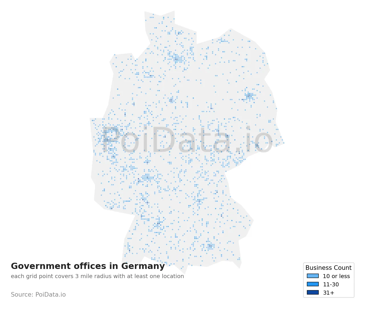 Government office density map for Germany
