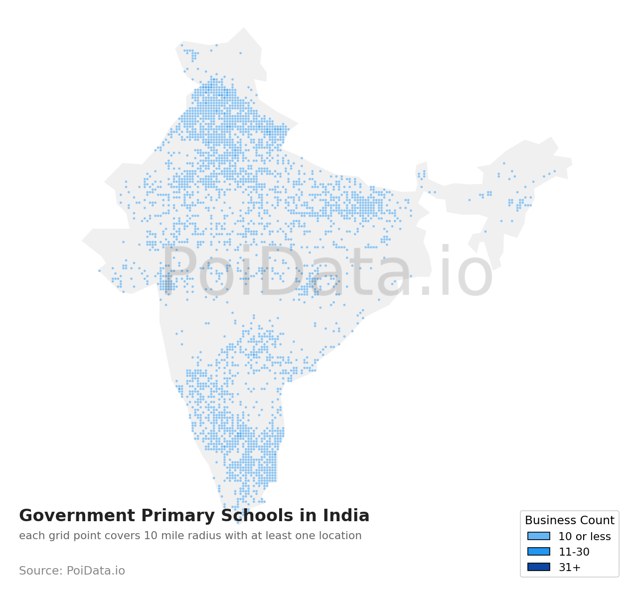 Government Primary School density map for India