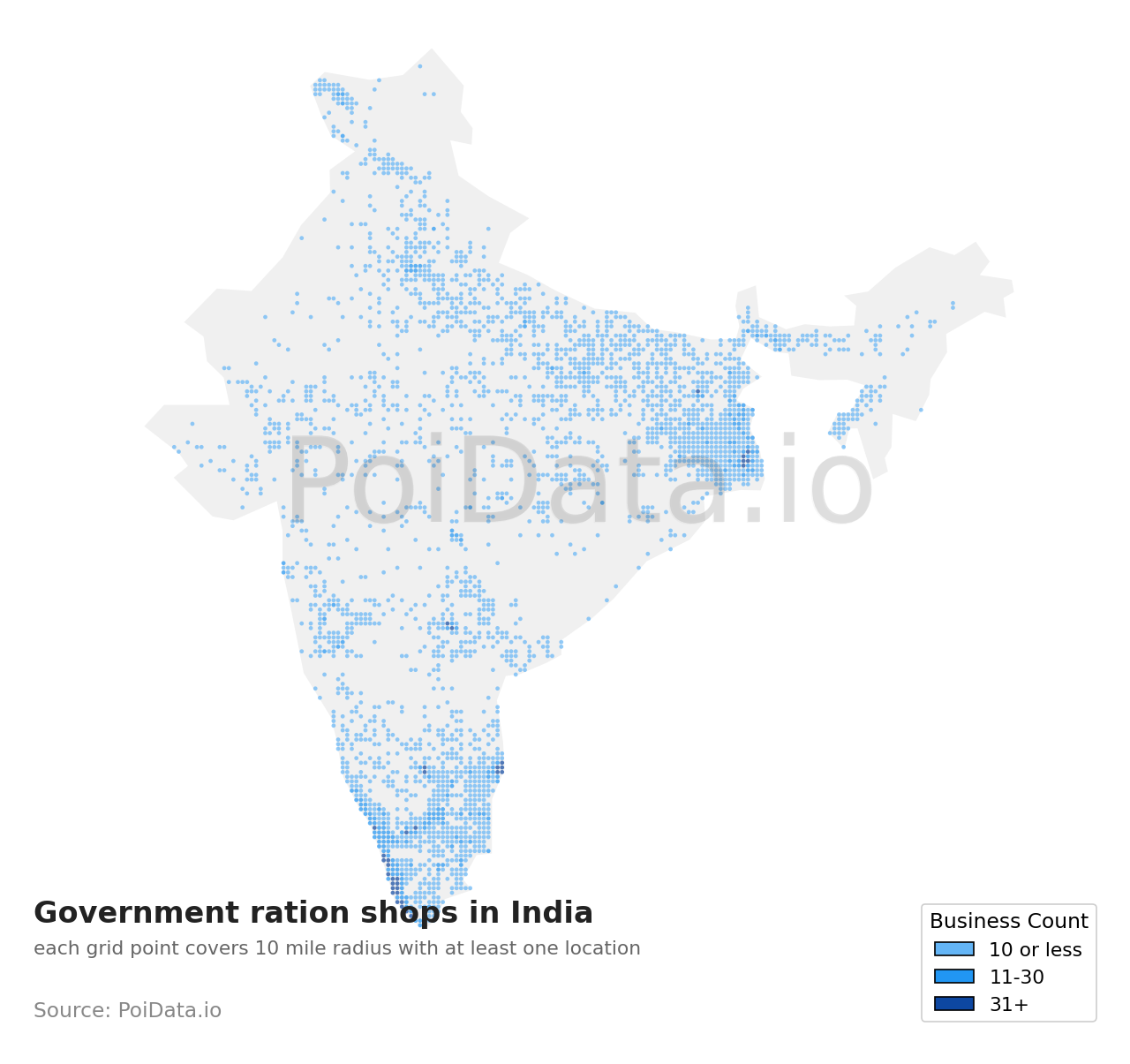 Government ration shop density map for India
