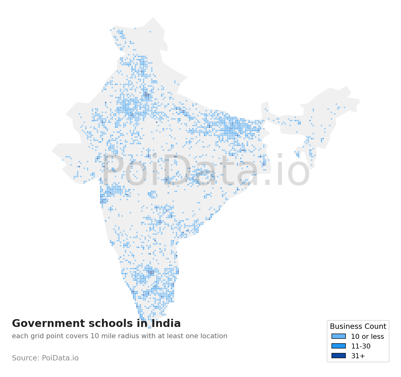 Government school density map for India