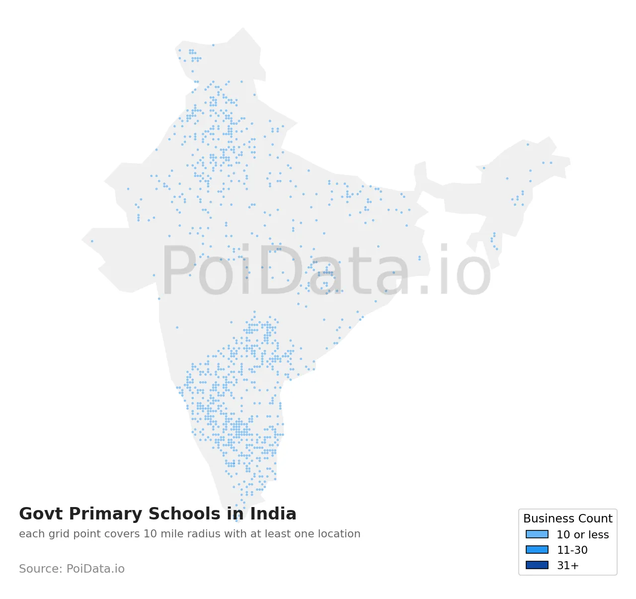 Govt Primary School density map for India