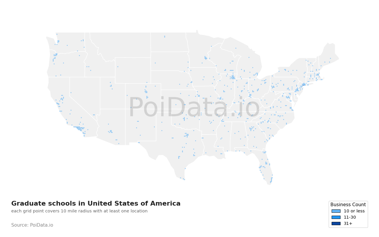 Graduate school density map for New York, United States