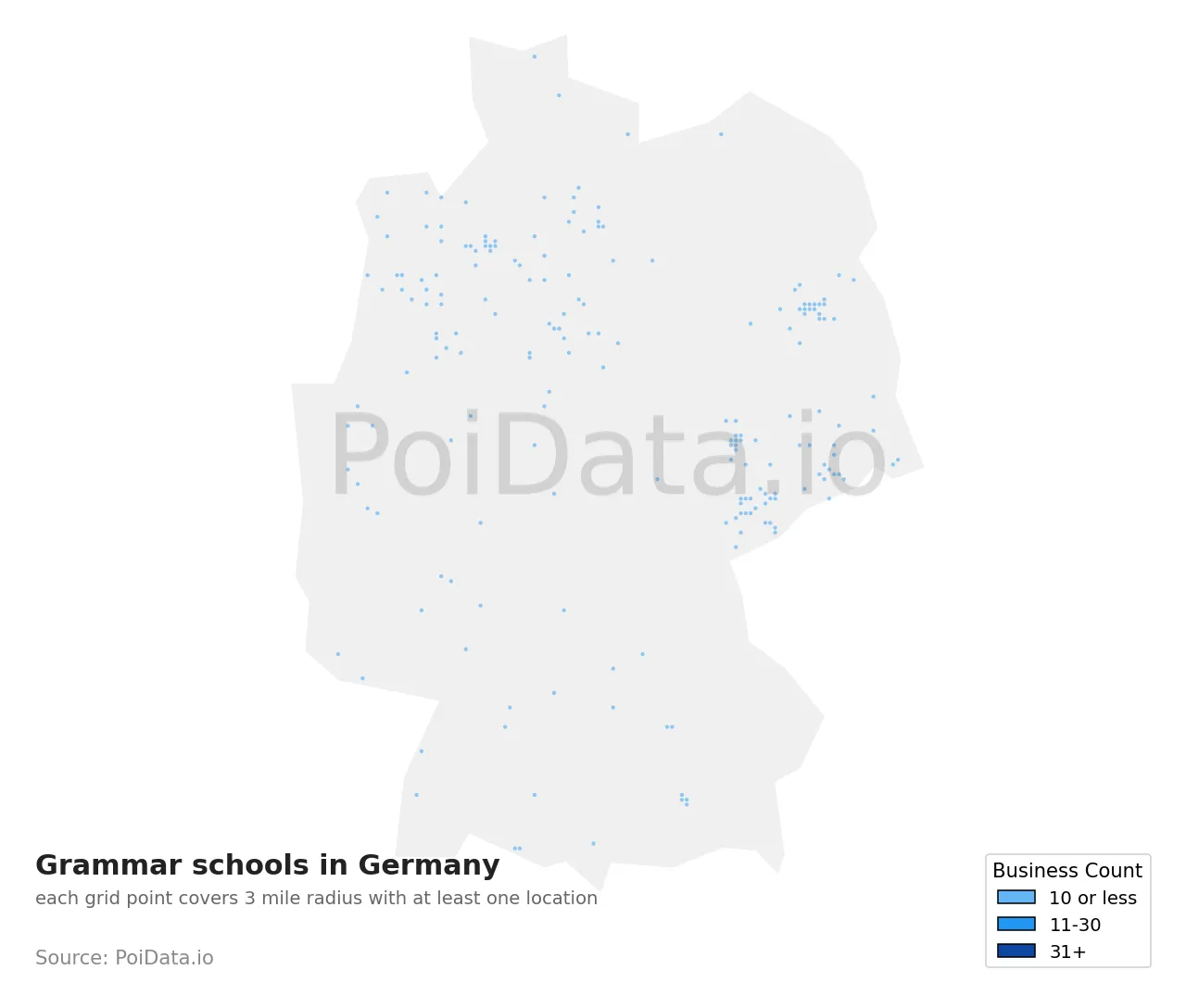 Grammar school density map for Germany