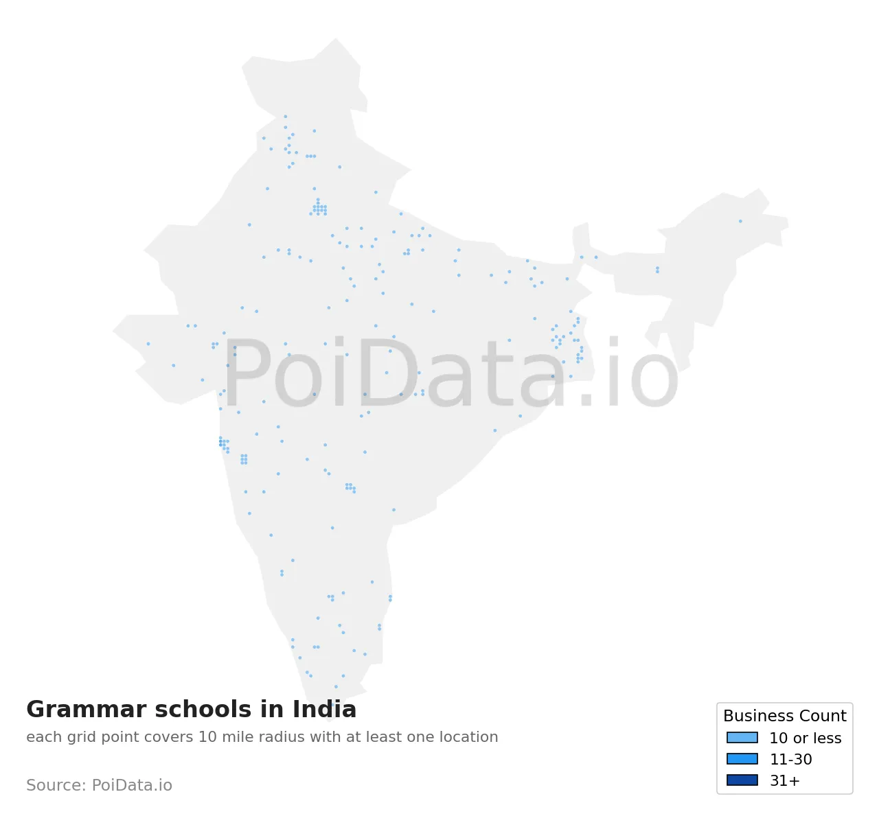 Grammar school density map for India